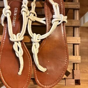 Colin Stuart Tan Sandals with Intricate Rope Straps